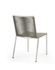 Set of Four Light Brown And Silver Woven Steel Outdoor Dining Chairs