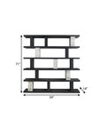 71" Black And White Wood And Faux Marble Five Tier Geometric Bookcase