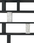71" Black And White Wood And Faux Marble Five Tier Geometric Bookcase