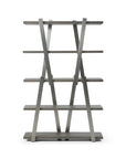 71" Gray And Silver Stainless Steel and Wood Four Tier Geometric Bookcase