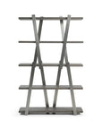 71" Gray And Silver Stainless Steel and Wood Four Tier Geometric Bookcase