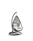 40" Dark Gray Aluminum Outdoor Rocking Egg Chair with White Cushion
