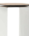 12" White And Brown Aluminum And Heavy Duty Resin Outdoor Side Table