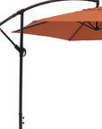 9.5' Orange Polyester Hexagonal Cantilever Patio Umbrella with Stand