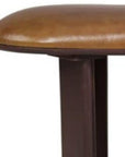 48" Light Brown And Dark Brown Genuine Leather And Solid Wood Upholstered Oval Dining Bench
