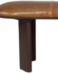 48" Light Brown And Dark Brown Genuine Leather And Solid Wood Upholstered Oval Dining Bench