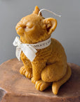 6" Brown Vanilla Scented Dimensional Cat Candle Round Novelty