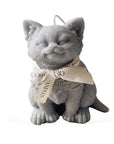 6" Gray Vanilla Scented Dimensional Cat Candle Round Novelty