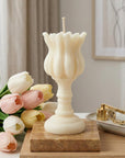 5" Ivory Rose Petals Scented Dimensional Flower Candle Round Novelty