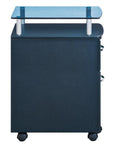 Gray Glass And Metal Two Drawer Rolling Filing Cabinet