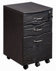 25" Espresso Wood Three Drawer Rolling Filing Cabinet
