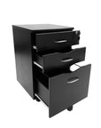 25" Espresso Wood Three Drawer Rolling Filing Cabinet