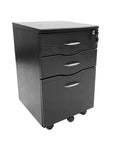 25" Espresso Wood Three Drawer Rolling Filing Cabinet