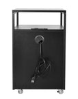 26" Black Wood And Metal Two Drawer Rolling Filing Cabinet With USB