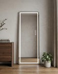 64" Black Aluminum Lighted Framed Full Length Mirror