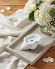 6" Light Blue Unscented Soy Wax Candle In White Resin Novelty Holder