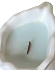 6" Light Blue Sea Salt And Orchid Scented Soy Wax Candle In White Resin Novelty Holder