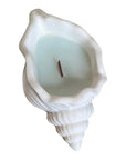 6" Light Blue Sea Salt And Orchid Scented Soy Wax Candle In White Resin Novelty Holder