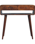 35" Chestnut Solid Wood Console Table With Shelf And Two Drawers