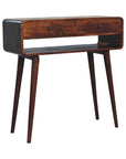 35" Chestnut Solid Wood Console Table With Shelf And Two Drawers