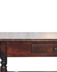 34" Brown Solid Wood Console Table With Shelf And Drawer