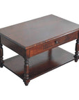 34" Brown Solid Wood Console Table With Shelf And Drawer