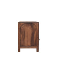 43" Brown Solid Wood Console Table With Shelf And Two Drawers