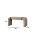 35" Beige and Brown Boucle and Leather Upholstered Bench