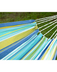 Blue Green And Yellow Striped Single Spreader Bar Hammock