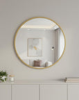 30" Gold Aluminum Round Framed Accent Mirror