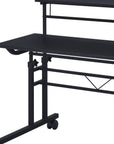 Adjustable Black Wood and Stainless Steel Rolling Writing Desk