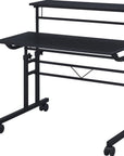 Adjustable Black Wood and Stainless Steel Rolling Writing Desk