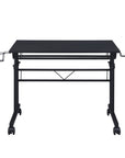 Adjustable Black Wood and Stainless Steel Rolling Writing Desk