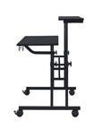 Adjustable Black Wood and Stainless Steel Rolling Writing Desk
