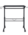 Adjustable Black Wood and Stainless Steel Rolling Writing Desk