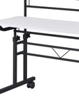 Adjustable White and Black Wood and Stainless Steel Rolling Writing Desk