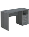 51" Gray Wood Pedestal Computer Desk With Three Drawers