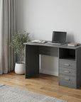 51" Gray Wood Pedestal Computer Desk With Three Drawers
