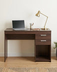 48" Espresso Wood Pedestal Computer Desk With Two Drawers