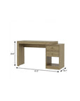 58" Natural Wood Pedestal Computer Desk With Two Drawers