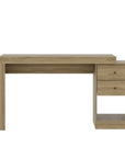 58" Natural Wood Pedestal Computer Desk With Two Drawers