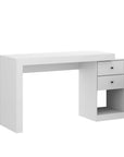 58" White Wood Pedestal Writing Desk With Two Drawers