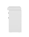 58" White Wood Pedestal Writing Desk With Two Drawers