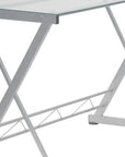 62" Clear Glass and Steel L Shape Computer Desk