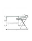 62" Clear Glass and Steel L Shape Computer Desk