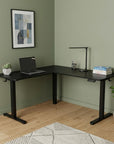 Adjustable Black Wood and Steel L Shape Standing Desk