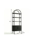 71" Black Wood Four Tier Arched Etagere Bookcase with Two Doors