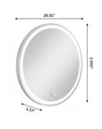 30" Round Lighted Frameless Anti Fog Bathroom Vanity Mirror