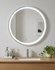 35" Round Lighted Frameless Anti Fog Bathroom Vanity Mirror