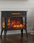 23" Black Steel Electric Fireplace With Mantle